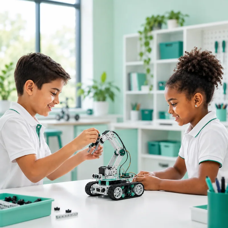 Estudiantes explorando un proyecto de robótica en el aula